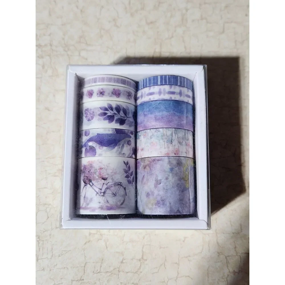 Purple Tones Washi Tape Whale Bicycle Plants Whimsical Kawaii
